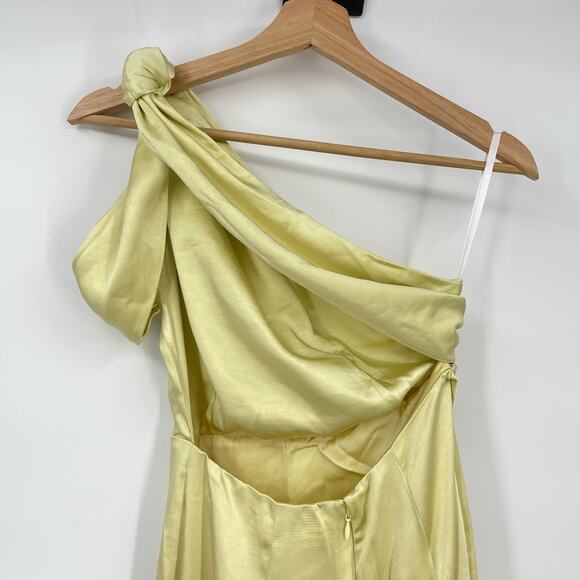 Lovers and Friends | NWT Bella Gown in Baby Yellow Satin One Shoulder Maxi XS - Picture 7 of 14